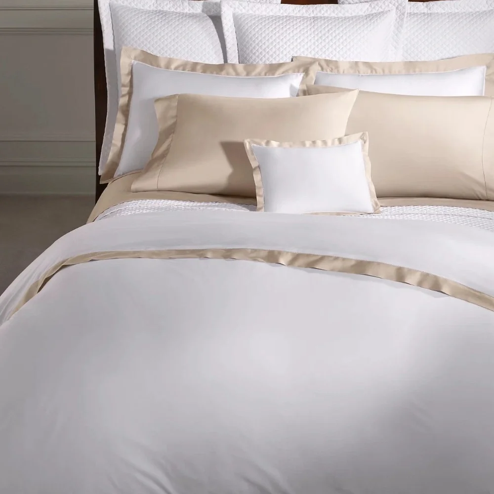 Ralph Lauren Organic Sateen Border Twin Duvet Cover Coastal Sand BRAND NEW